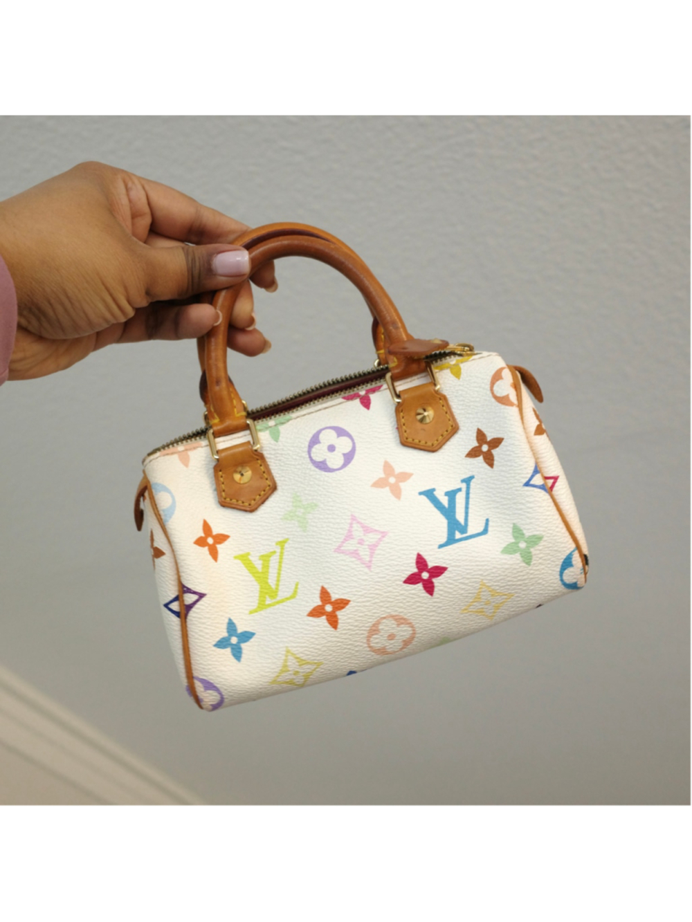 Louis Vuitton White Murakami Nano Speedy Vintage EXCELLENT